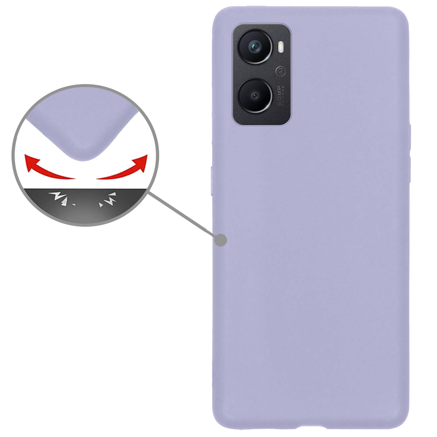 Nomfy Hoesje Geschikt voor OPPO A96 Hoesje Siliconen Cover Case Met 2x Screenprotector - Hoes Geschikt voor OPPO A96 Hoes Back Case - Lila