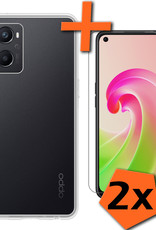 Nomfy Hoesje Geschikt voor OPPO A96 Hoesje Siliconen Cover Case Met 2x Screenprotector - Hoes Geschikt voor OPPO A96 Hoes Back Case - Transparant