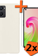 Nomfy Hoesje Geschikt voor OPPO A96 Hoesje Siliconen Cover Case Met 2x Screenprotector - Hoes Geschikt voor OPPO A96 Hoes Back Case - Wit