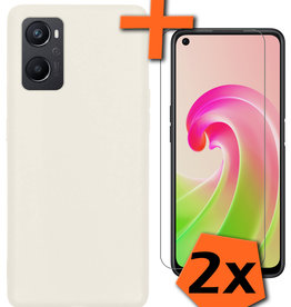 Nomfy Nomfy OPPO A96 Hoesje Siliconen Met 2x Screenprotector - Wit
