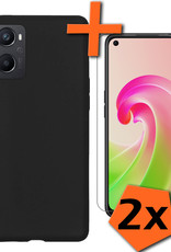 Nomfy Hoesje Geschikt voor OPPO A96 Hoesje Siliconen Cover Case Met 2x Screenprotector - Hoes Geschikt voor OPPO A96 Hoes Back Case - Zwart