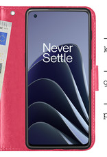 BASEY. Hoes Geschikt voor OnePlus 10 Pro Hoesje Bookcase Hoes Flip Case Book Cover - Hoesje Geschikt voor OnePlus 10 Pro Hoes Book Case Hoesje - Donkerroze