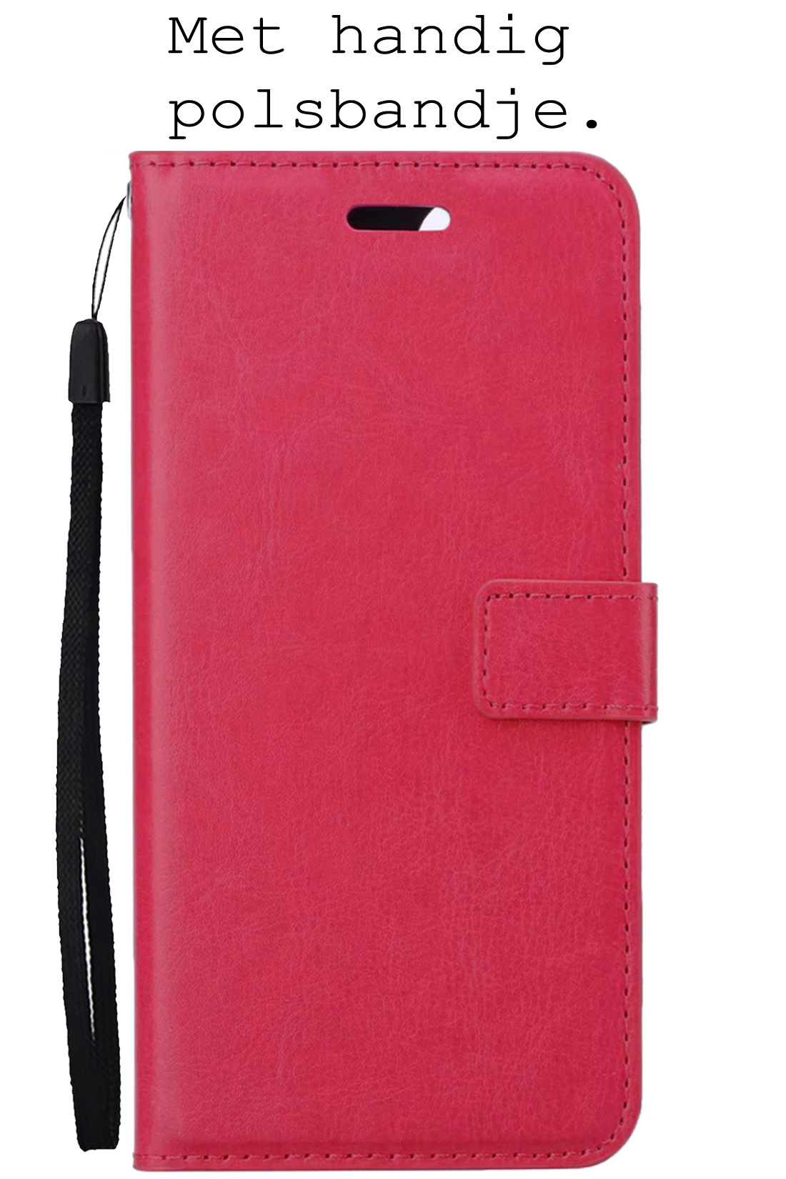 BASEY. Hoes Geschikt voor OnePlus 10 Pro Hoesje Bookcase Hoes Flip Case Book Cover - Hoesje Geschikt voor OnePlus 10 Pro Hoes Book Case Hoesje - Donkerroze