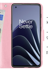 BASEY. Hoes Geschikt voor OnePlus 10 Pro Hoesje Bookcase Hoes Flip Case Book Cover - Hoesje Geschikt voor OnePlus 10 Pro Hoes Book Case Hoesje - Lichtroze