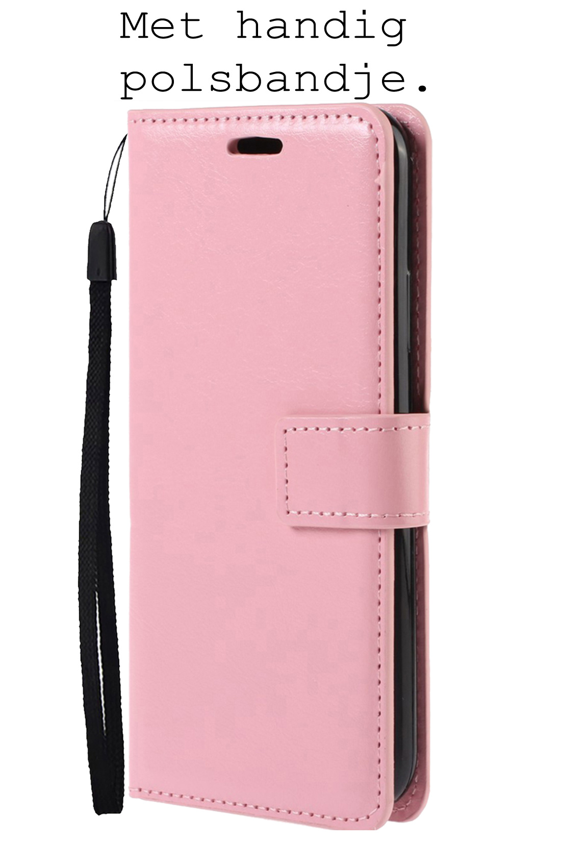 BASEY. Hoes Geschikt voor OnePlus 10 Pro Hoesje Bookcase Hoes Flip Case Book Cover - Hoesje Geschikt voor OnePlus 10 Pro Hoes Book Case Hoesje - Lichtroze