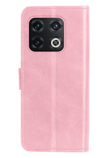 BASEY. Hoes Geschikt voor OnePlus 10 Pro Hoesje Bookcase Hoes Flip Case Book Cover - Hoesje Geschikt voor OnePlus 10 Pro Hoes Book Case Hoesje - Lichtroze