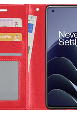 BASEY. Hoes Geschikt voor OnePlus 10 Pro Hoesje Bookcase Hoes Flip Case Book Cover - Hoesje Geschikt voor OnePlus 10 Pro Hoes Book Case Hoesje - Rood