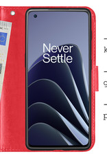 BASEY. Hoes Geschikt voor OnePlus 10 Pro Hoesje Bookcase Hoes Flip Case Book Cover - Hoesje Geschikt voor OnePlus 10 Pro Hoes Book Case Hoesje - Rood