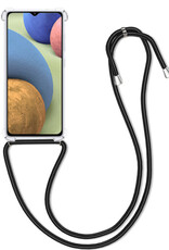BASEY. Hoes Geschikt voor Samsung A12 Hoesje Shock Proof Case Met Koord Shock Hoes Met Koord - Hoesje Geschikt voor Samsung Galaxy A12 Hoes Cover Met Koord - Transparant