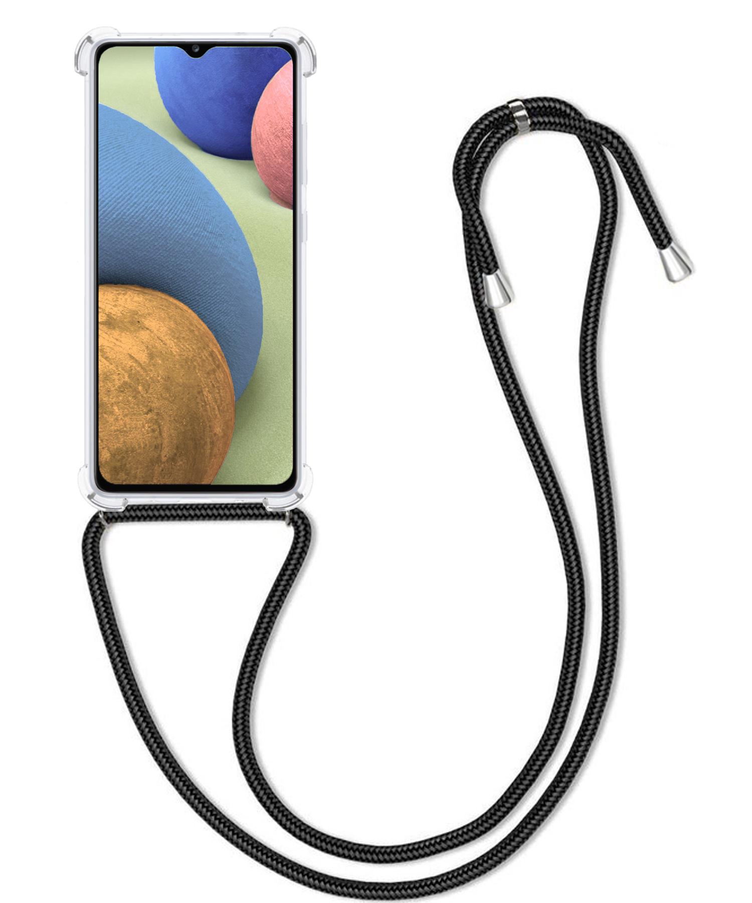 BASEY. Hoes Geschikt voor Samsung A12 Hoesje Shock Proof Case Met Koord Shock Hoes Met Koord - Hoesje Geschikt voor Samsung Galaxy A12 Hoes Cover Met Koord - Transparant