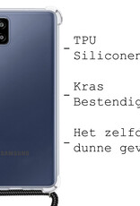 BASEY. Hoes Geschikt voor Samsung A12 Hoesje Shock Proof Case Met Koord Shock Hoes Met Koord - Hoesje Geschikt voor Samsung Galaxy A12 Hoes Cover Met Koord - Transparant