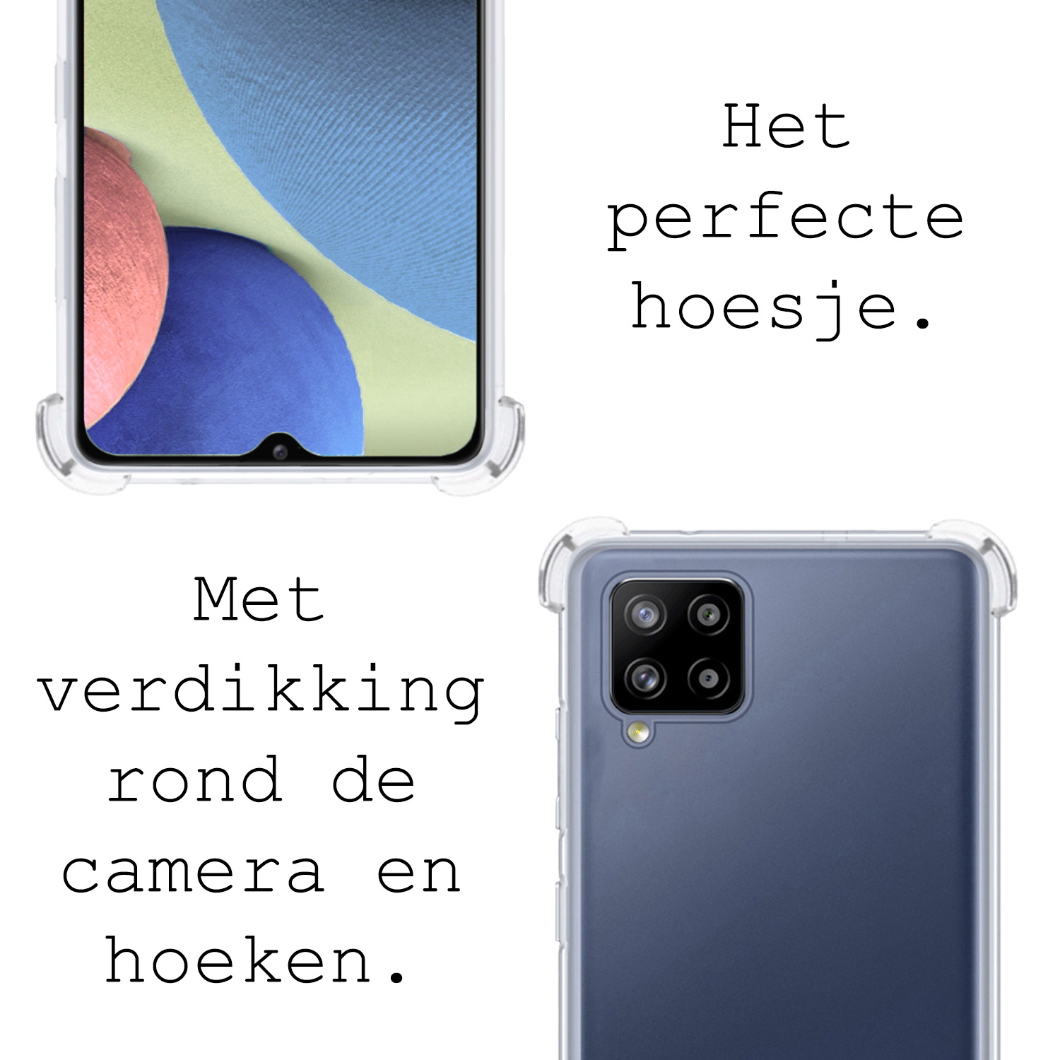 BASEY. Hoes Geschikt voor Samsung A12 Hoesje Shock Proof Case Met Koord Shock Hoes Met Koord - Hoesje Geschikt voor Samsung Galaxy A12 Hoes Cover Met Koord - Transparant