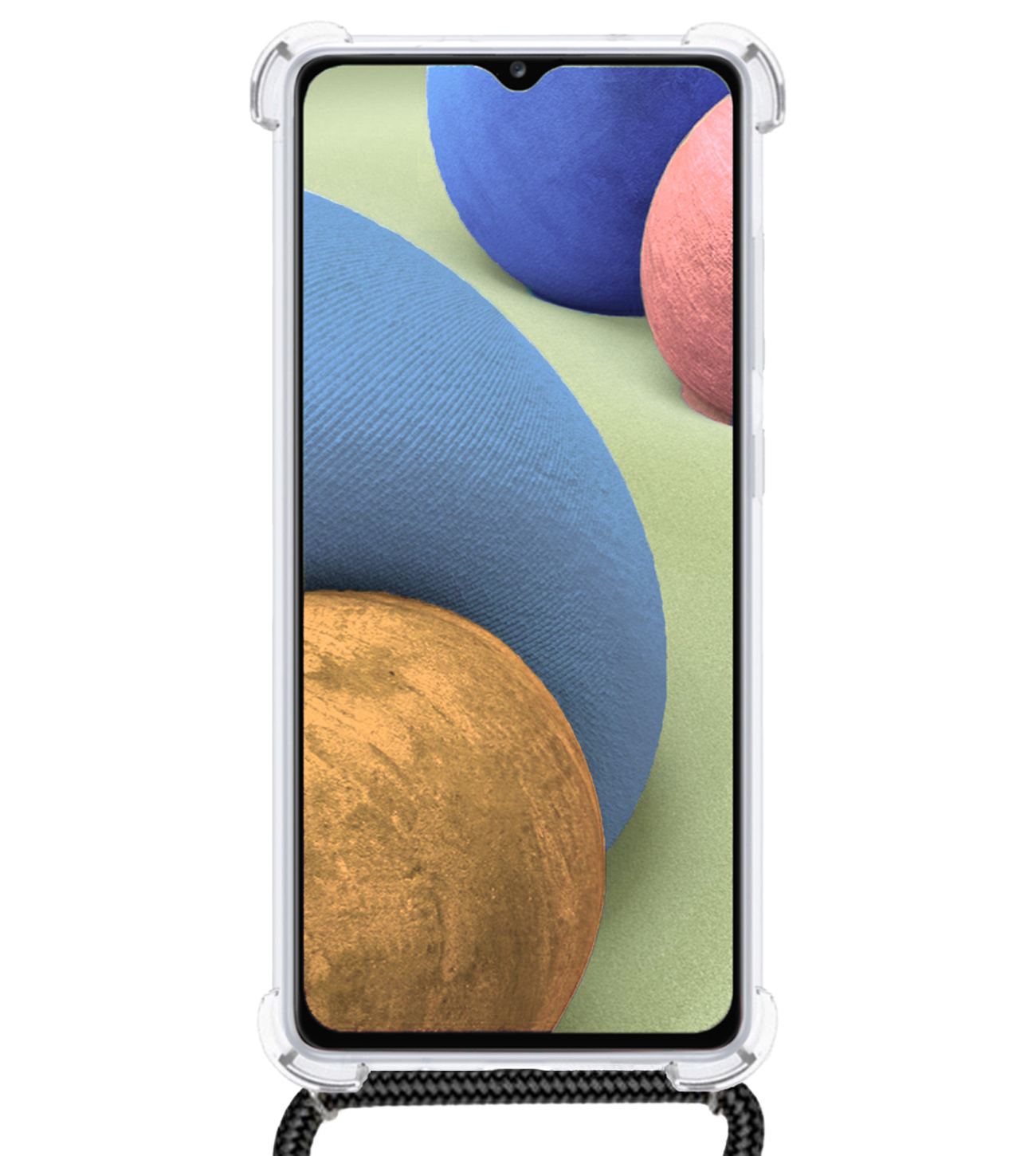 BASEY. Hoes Geschikt voor Samsung A12 Hoesje Shock Proof Case Met Koord Shock Hoes Met Koord - Hoesje Geschikt voor Samsung Galaxy A12 Hoes Cover Met Koord - Transparant