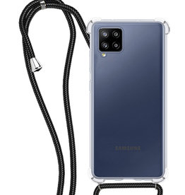 NoXx NoXx Samsung Galaxy A12 Hoesje Transparant Shockproof Met Zwart Koord