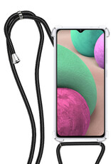 NoXx Hoes Geschikt voor Samsung A12 Hoesje Transparant Met Telefoonkoord Cover Shock Proof Case Koord Hoes