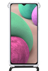 NoXx Hoes Geschikt voor Samsung A12 Hoesje Transparant Met Telefoonkoord Cover Shock Proof Case Koord Hoes