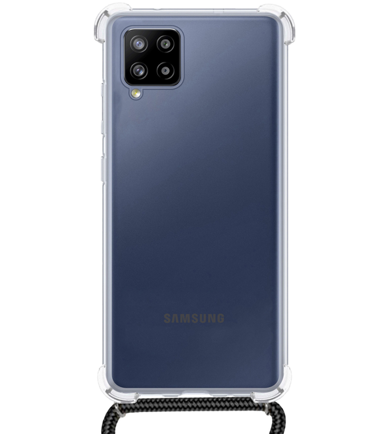 NoXx Hoes Geschikt voor Samsung A12 Hoesje Transparant Met Telefoonkoord Cover Shock Proof Case Koord Hoes