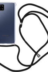 Nomfy Hoesje Geschikt voor Samsung A12 Hoesje Shock Proof Transparant Met Telefoonketting Case Shock Koord - Hoesje Geschikt voor Samsung Galaxy A12 Shock Proof Case Met Koord - Transparant