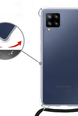 Nomfy Hoesje Geschikt voor Samsung A12 Hoesje Shock Proof Transparant Met Telefoonketting Case Shock Koord - Hoesje Geschikt voor Samsung Galaxy A12 Shock Proof Case Met Koord - Transparant