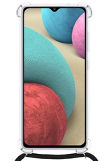 Nomfy Hoesje Geschikt voor Samsung A12 Hoesje Shock Proof Transparant Met Telefoonketting Case Shock Koord - Hoesje Geschikt voor Samsung Galaxy A12 Shock Proof Case Met Koord - Transparant
