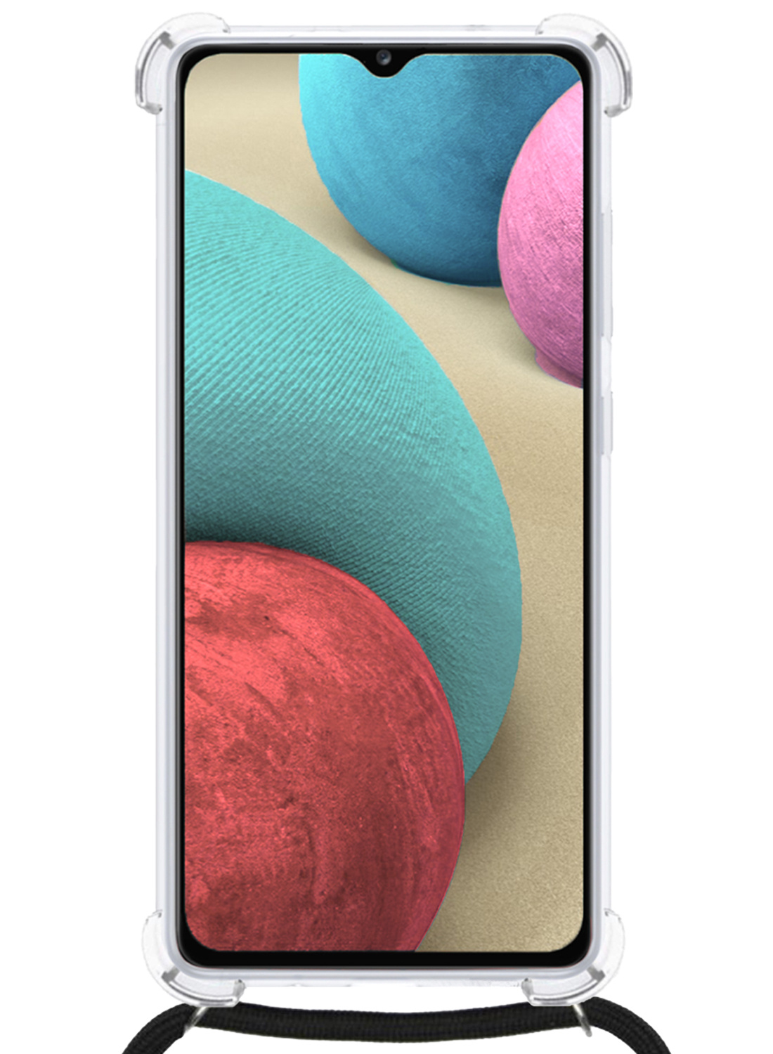 Nomfy Hoesje Geschikt voor Samsung A12 Hoesje Shock Proof Transparant Met Telefoonketting Case Shock Koord - Hoesje Geschikt voor Samsung Galaxy A12 Shock Proof Case Met Koord - Transparant