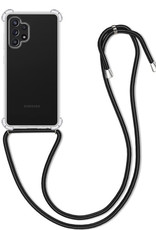 BASEY. Hoes Geschikt voor Samsung A32 4G Hoesje Shock Proof Case Met Koord Shock Hoes Met Koord - Hoesje Geschikt voor Samsung Galaxy A32 4G Hoes Cover Met Koord - Transparant