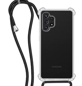 NoXx NoXx Samsung Galaxy A32 4G Hoesje Transparant Shockproof Met Zwart Koord