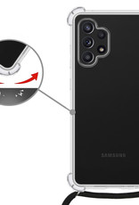 Nomfy Hoesje Geschikt voor Samsung A32 4G Hoesje Shock Proof Transparant Met Telefoonketting Case Shock Koord - Hoesje Geschikt voor Samsung Galaxy A32 4G Shock Proof Case Met Koord - Transparant