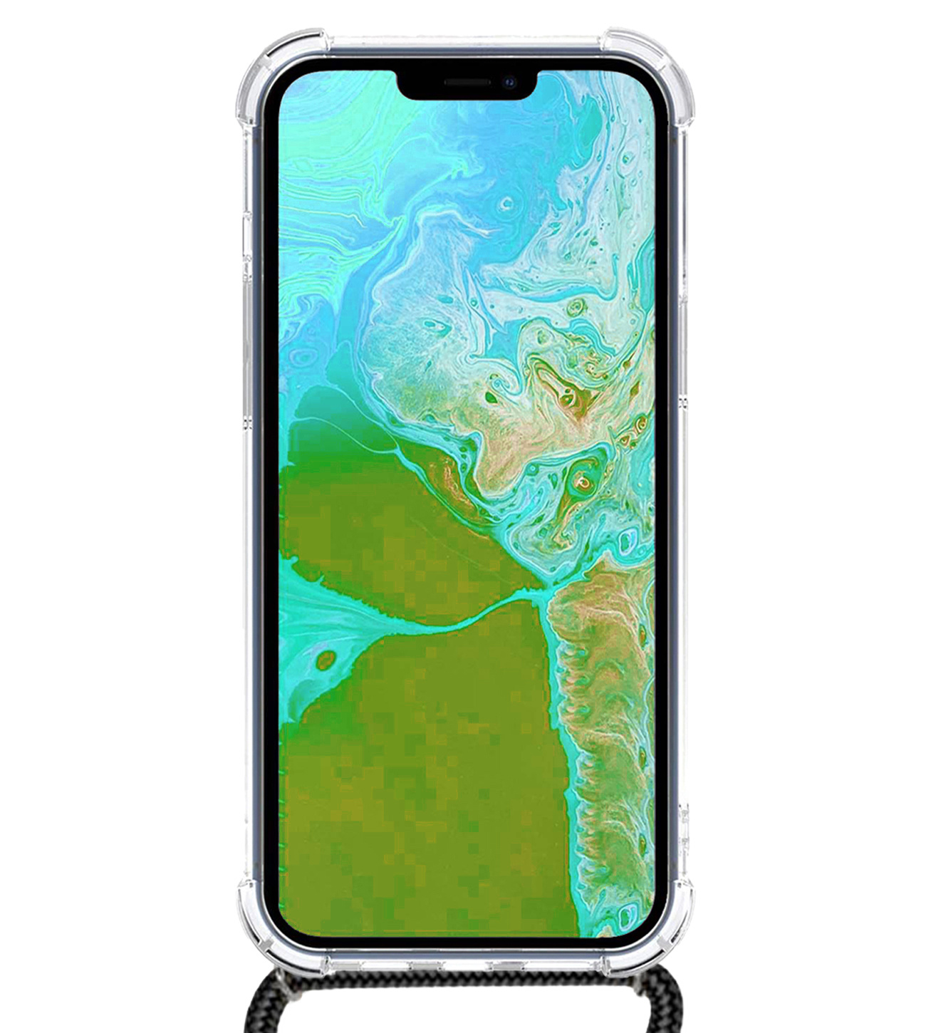 NoXx Hoes Geschikt voor iPhone 13 Pro Max Hoesje Transparant Met Telefoonkoord Cover Shock Proof Case Koord Hoes