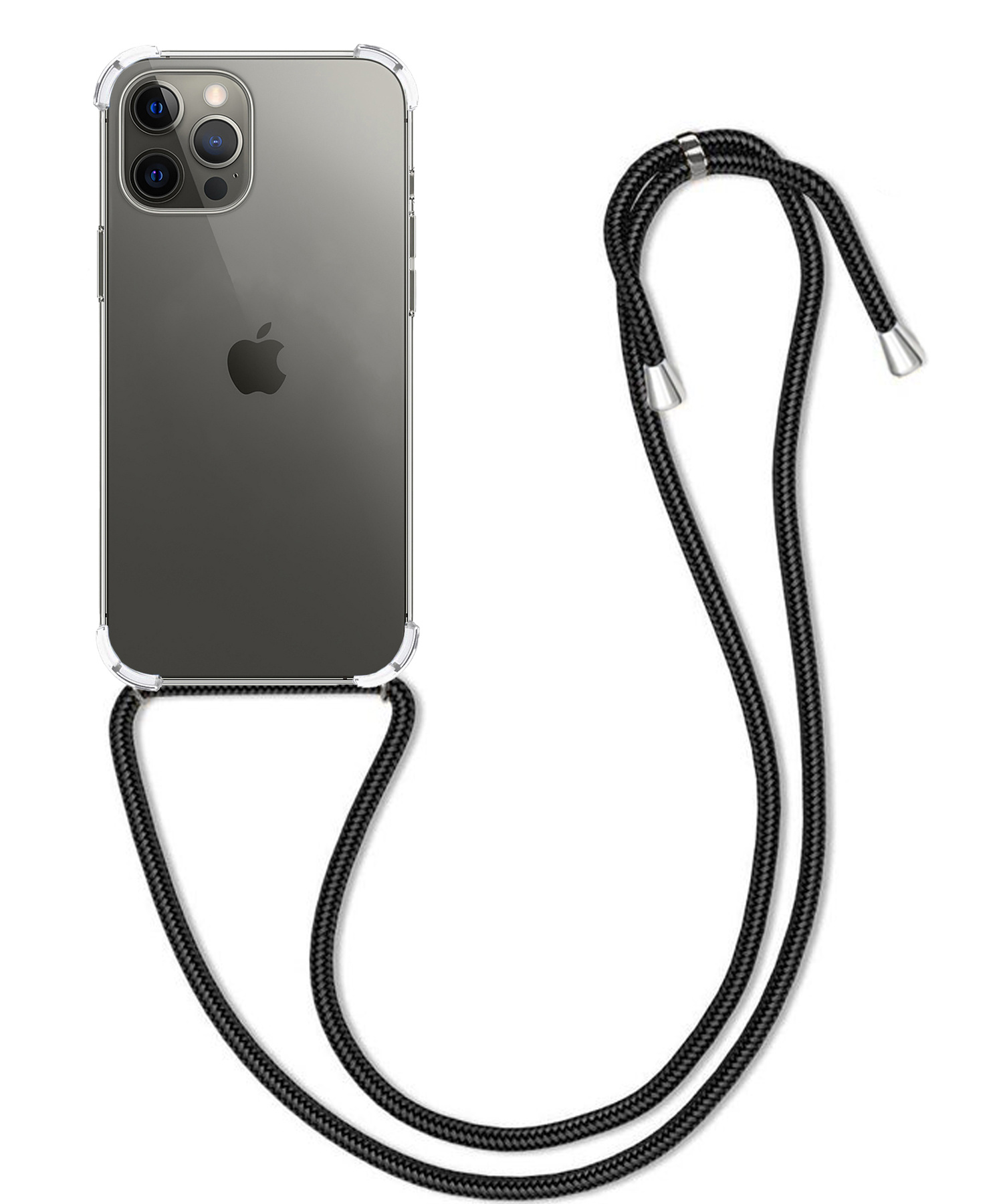BASEY. Hoes Geschikt voor iPhone 13 Pro Hoesje Shock Proof Case Met Koord Shock Hoes Met Koord - Hoesje Geschikt voor iPhone 13 Pro Hoes Cover Met Koord - Transparant