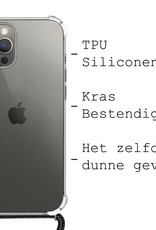 BASEY. Hoes Geschikt voor iPhone 13 Pro Hoesje Shock Proof Case Met Koord Shock Hoes Met Koord - Hoesje Geschikt voor iPhone 13 Pro Hoes Cover Met Koord - Transparant