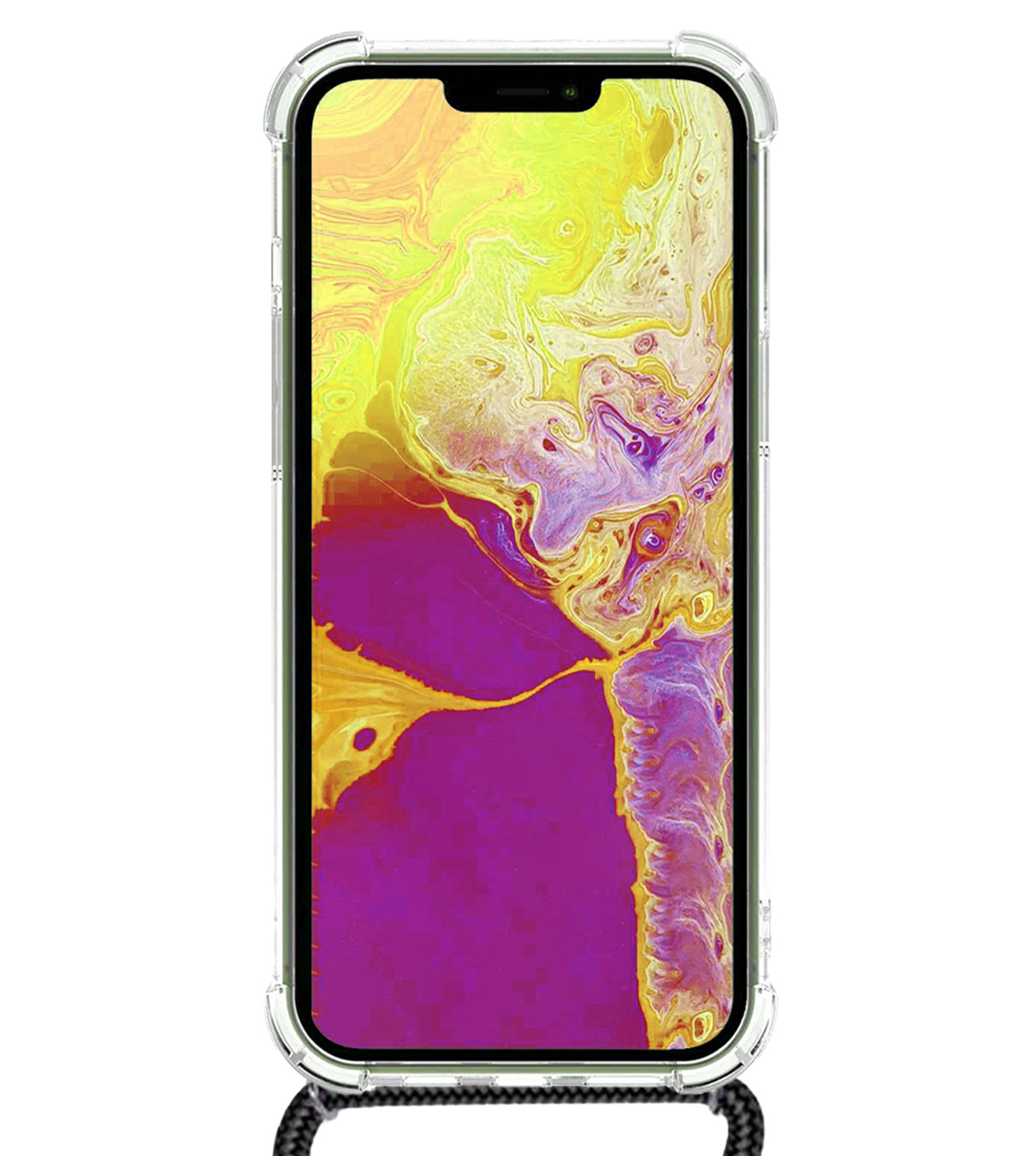 NoXx Hoes Geschikt voor iPhone 13 Hoesje Transparant Met Telefoonkoord Cover Shock Proof Case Koord Hoes