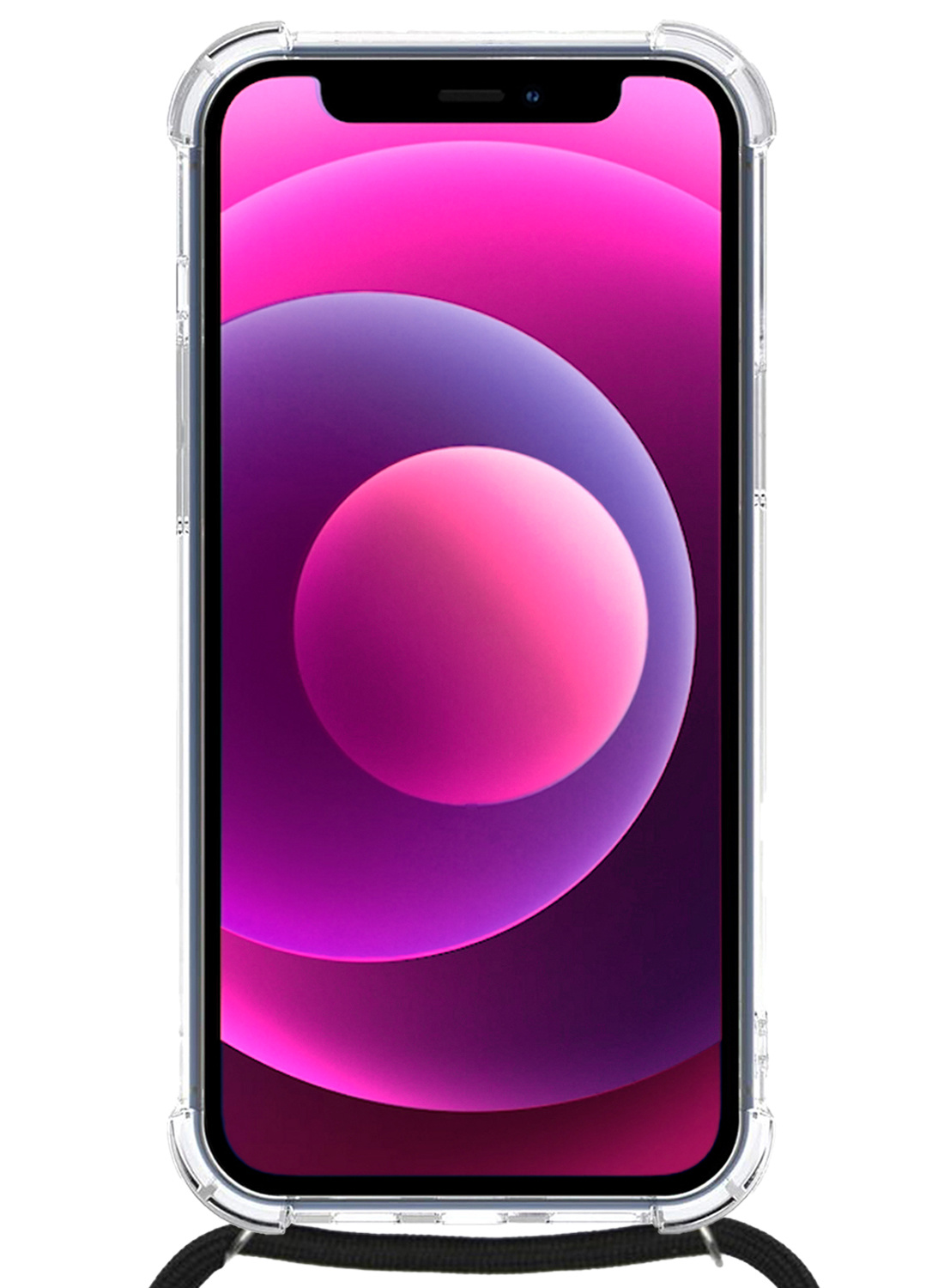 Nomfy Hoesje Geschikt voor iPhone 13 Mini Hoesje Shock Proof Transparant Met Telefoonketting Case Shock Koord - Hoesje Geschikt voor iPhone 13 Mini Shock Proof Case Met Koord - Transparant