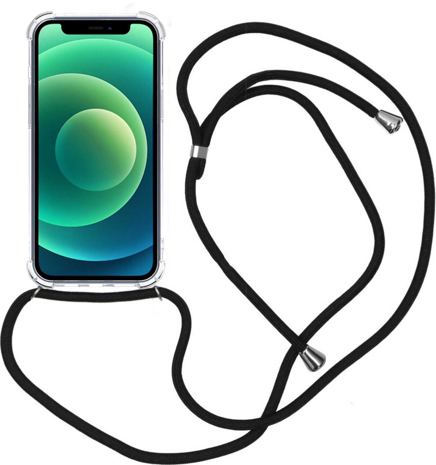 Nomfy Hoesje Geschikt voor iPhone 12 Pro Max Hoesje Shock Proof Transparant Met Telefoonketting Case Shock Koord - Hoesje Geschikt voor iPhone 12 Pro Max Shock Proof Case Met Koord - Transparant