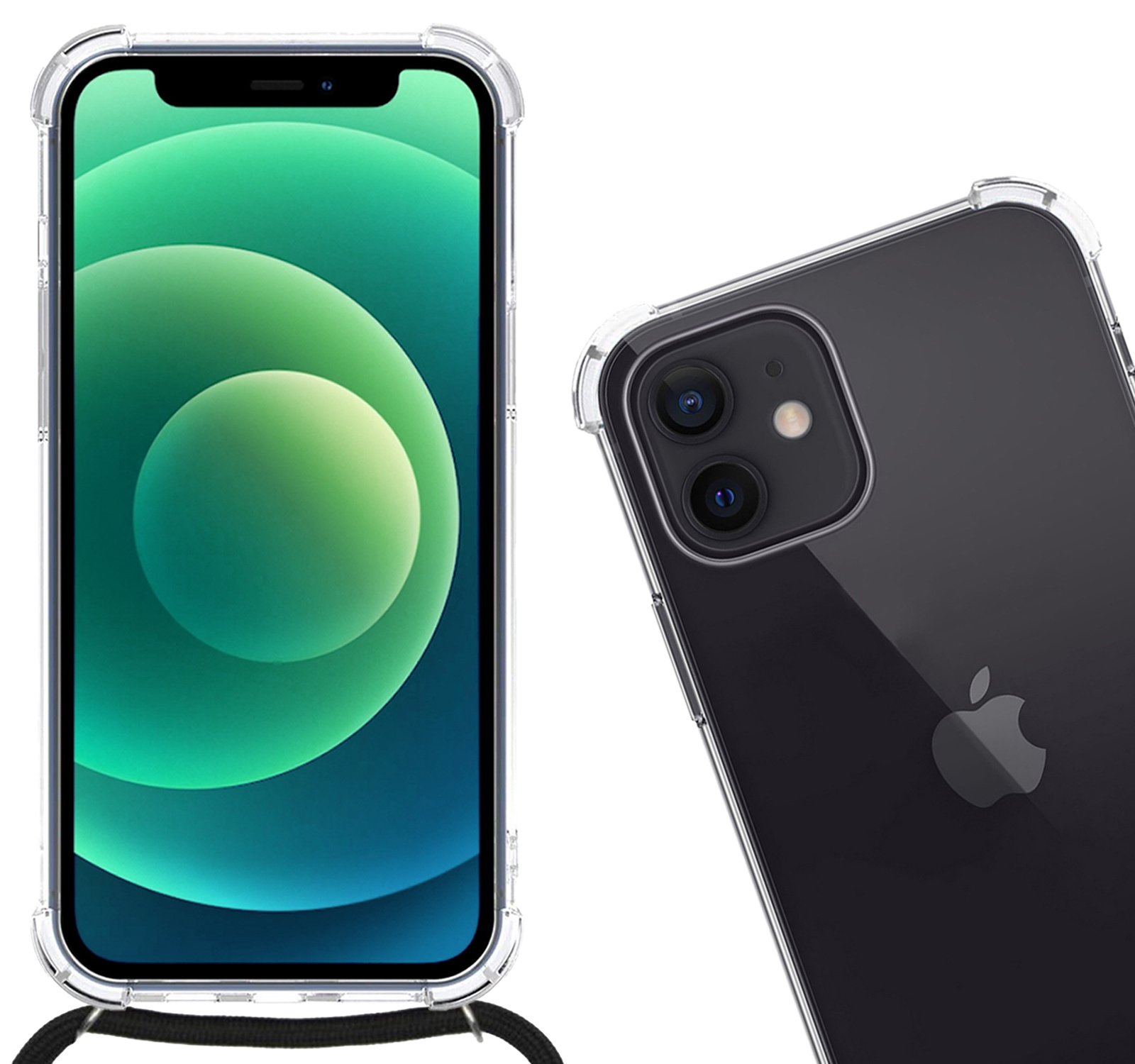 Nomfy Hoesje Geschikt voor iPhone 12 Pro Max Hoesje Shock Proof Transparant Met Telefoonketting Case Shock Koord - Hoesje Geschikt voor iPhone 12 Pro Max Shock Proof Case Met Koord - Transparant