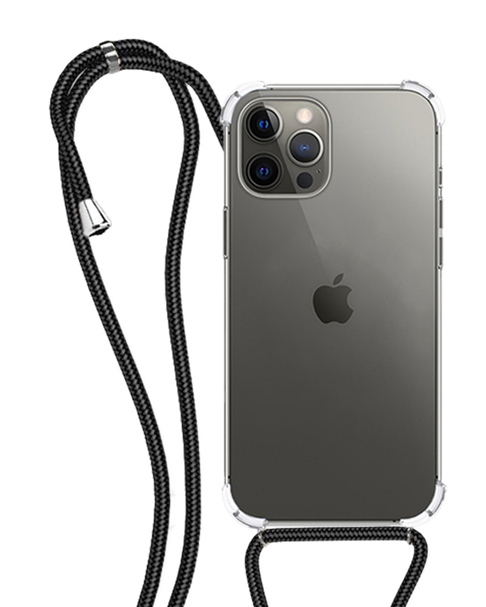 NoXx Hoes Geschikt voor iPhone 12 Pro Max Hoesje Transparant Met Telefoonkoord Cover Shock Proof Case Koord Hoes