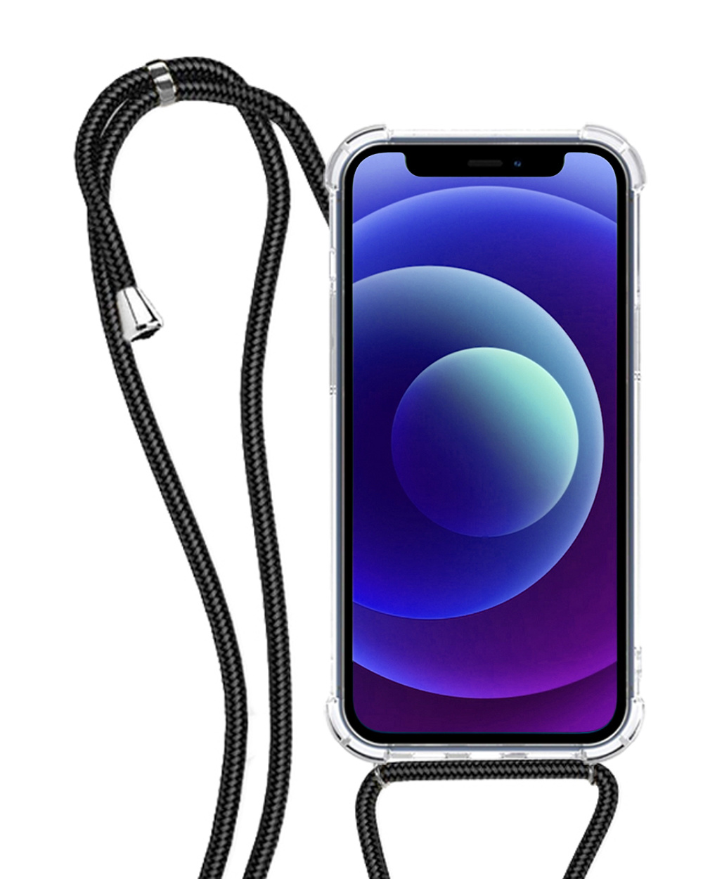 NoXx Hoes Geschikt voor iPhone 12 Pro Max Hoesje Transparant Met Telefoonkoord Cover Shock Proof Case Koord Hoes