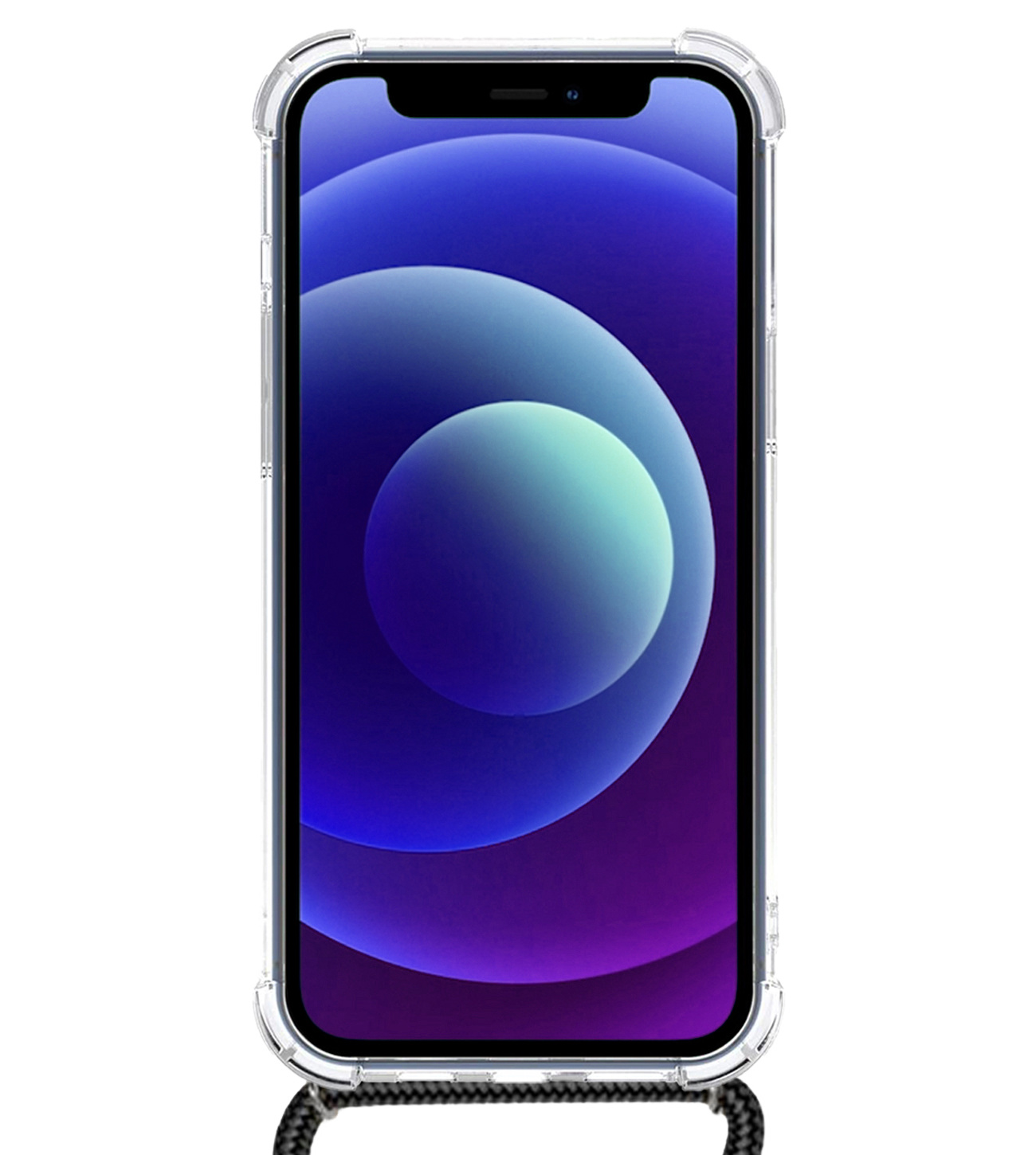 NoXx Hoes Geschikt voor iPhone 12 Pro Max Hoesje Transparant Met Telefoonkoord Cover Shock Proof Case Koord Hoes