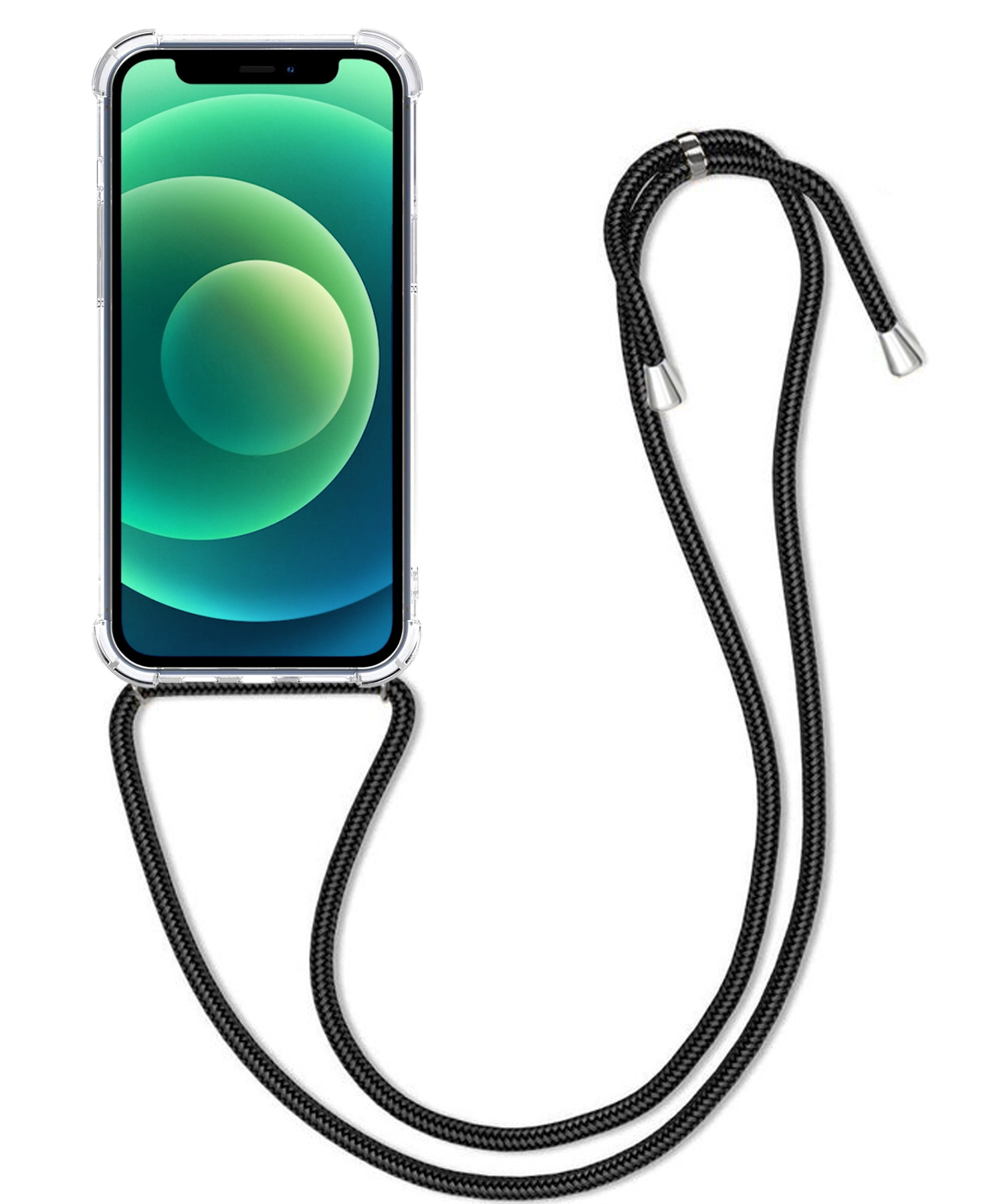 BASEY. Hoes Geschikt voor iPhone 12 Pro Max Hoesje Shock Proof Case Met Koord Shock Hoes Met Koord - Hoesje Geschikt voor iPhone 12 Pro Max Hoes Cover Met Koord - Transparant