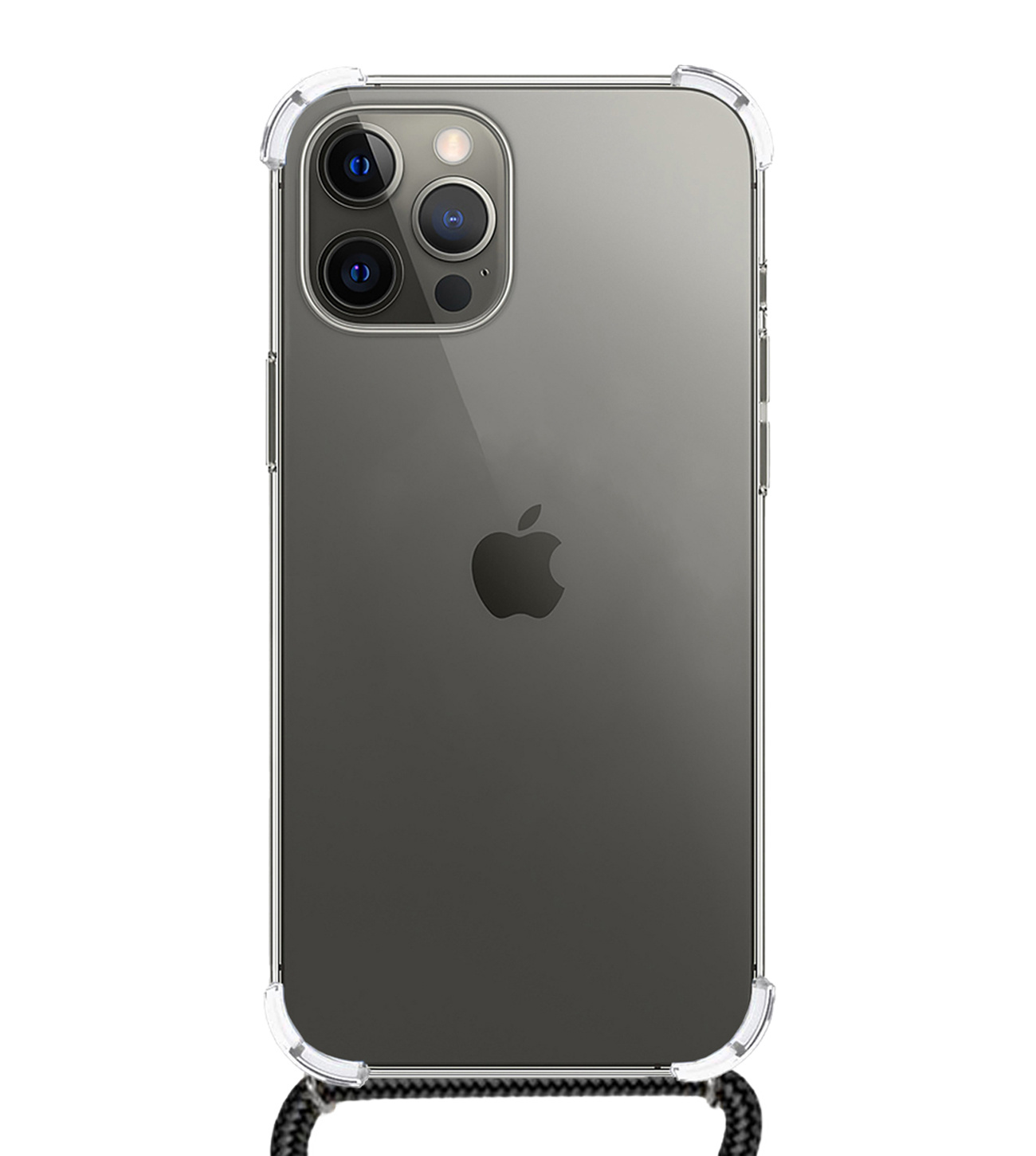BASEY. iPhone 12 Pro Max Hoesje Koord Shock Proof Case - iPhone 12 Pro Max Hoes Transparant Koord - iPhone 12 Pro Max Hoes Met Koordje Cover - Transparant