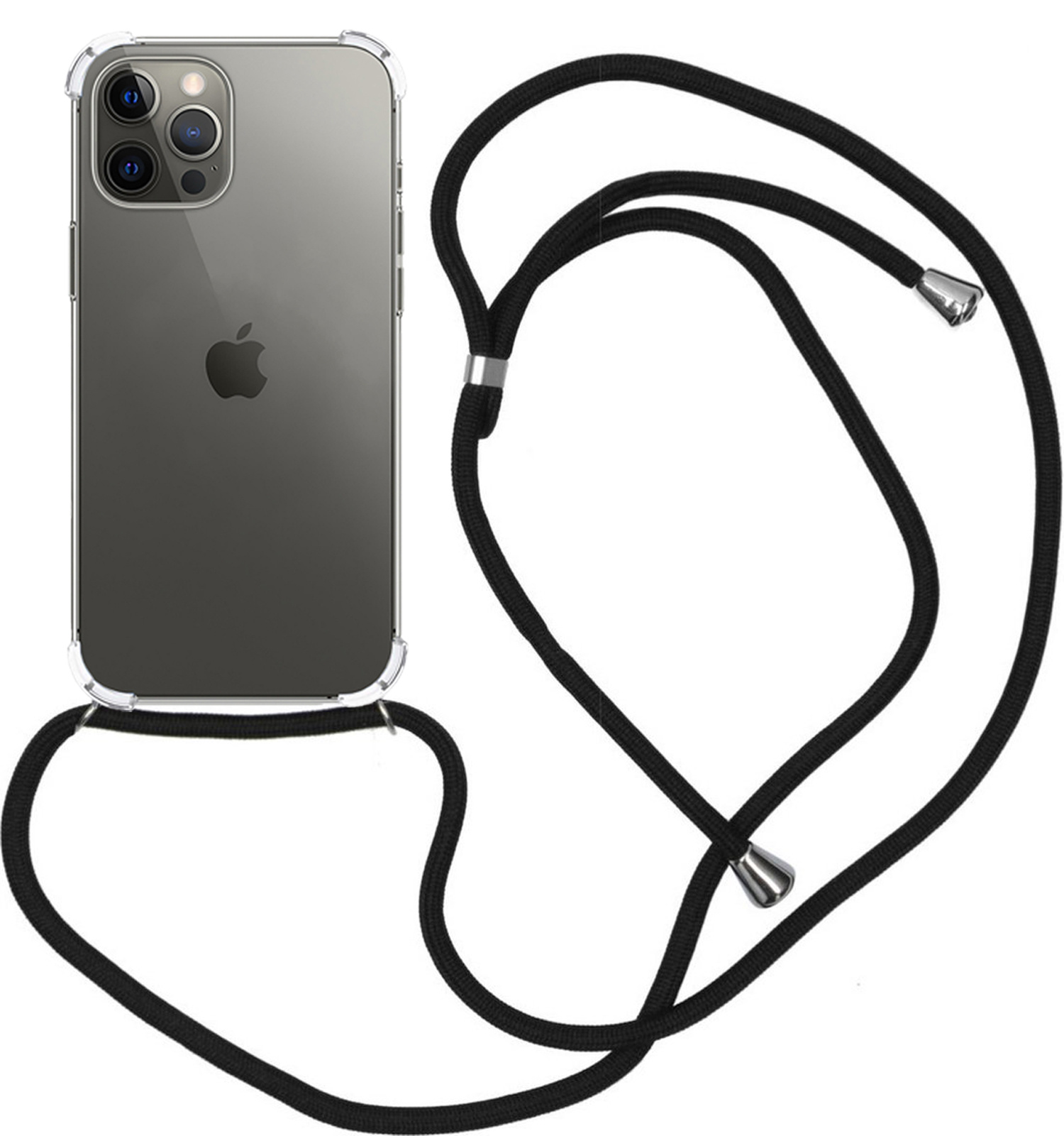 iPhone 12 Pro Hoesje Koord Shock Proof Transparant- iPhone 12 Pro Hoesje Met Koord Transparant Case Shock - Transparant