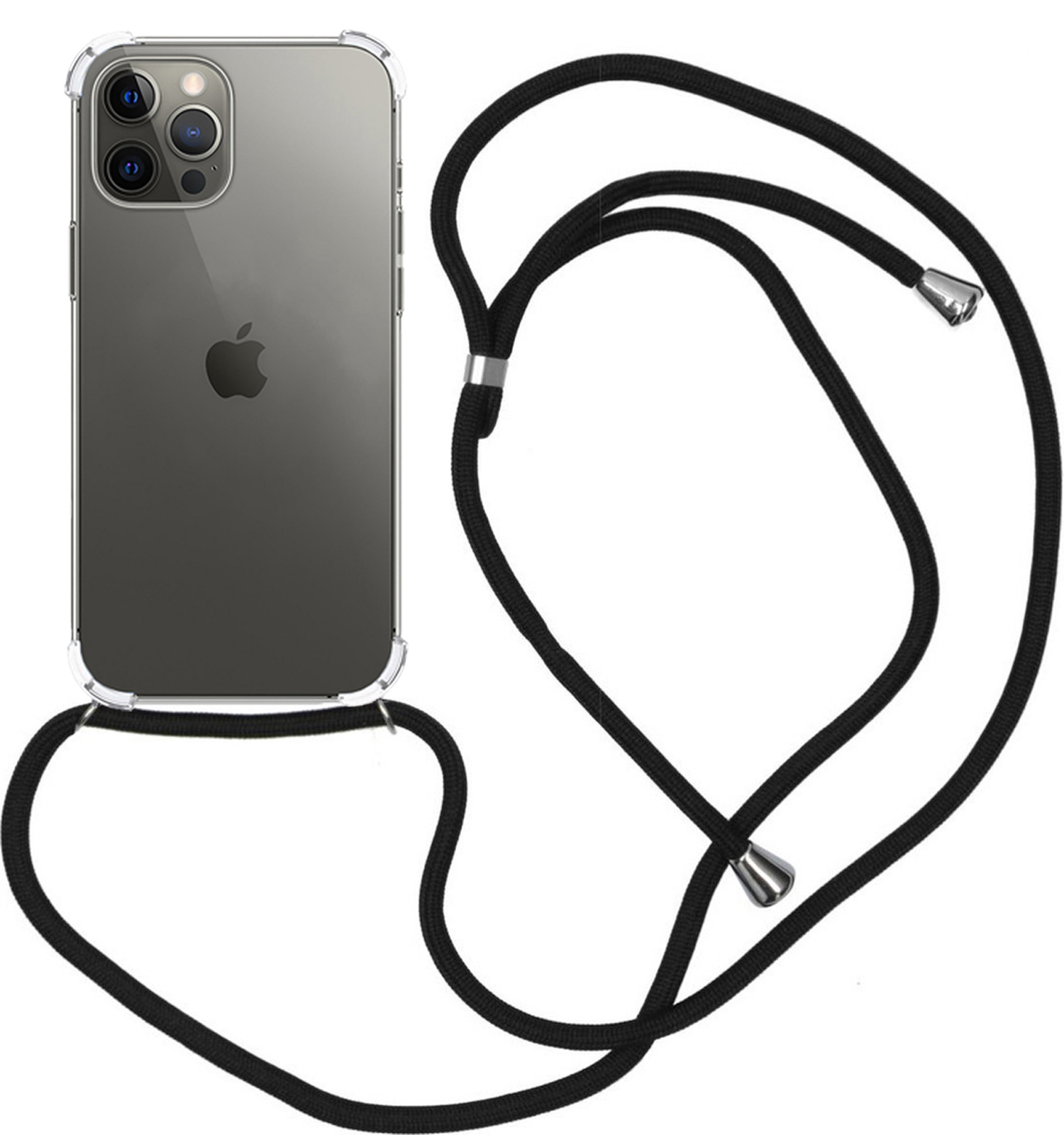 Nomfy Hoesje Geschikt voor iPhone 12 Pro Hoesje Shock Proof Transparant Met Telefoonketting Case Shock Koord - Hoesje Geschikt voor iPhone 12 Pro Shock Proof Case Met Koord - Transparant