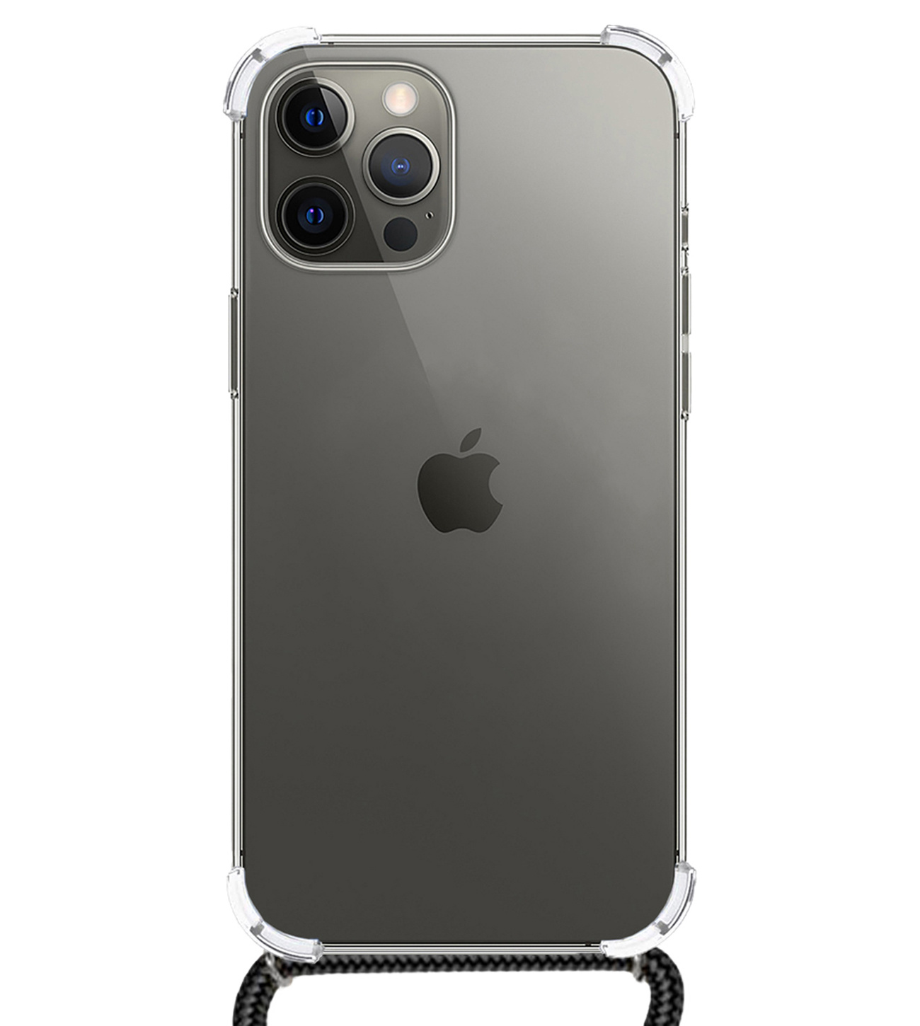 NoXx Hoes Geschikt voor iPhone 12 Pro Hoesje Transparant Met Telefoonkoord Cover Shock Proof Case Koord Hoes