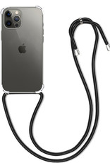 BASEY. Hoes Geschikt voor iPhone 12 Pro Hoesje Shock Proof Case Met Koord Shock Hoes Met Koord - Hoesje Geschikt voor iPhone 12 Pro Hoes Cover Met Koord - Transparant