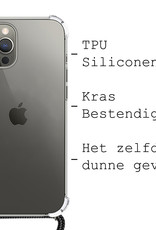 BASEY. Hoes Geschikt voor iPhone 12 Pro Hoesje Shock Proof Case Met Koord Shock Hoes Met Koord - Hoesje Geschikt voor iPhone 12 Pro Hoes Cover Met Koord - Transparant