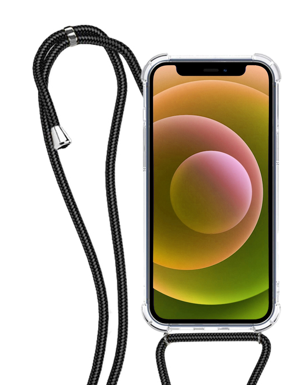 NoXx Hoes Geschikt voor iPhone 12 Hoesje Transparant Met Telefoonkoord Cover Shock Proof Case Koord Hoes