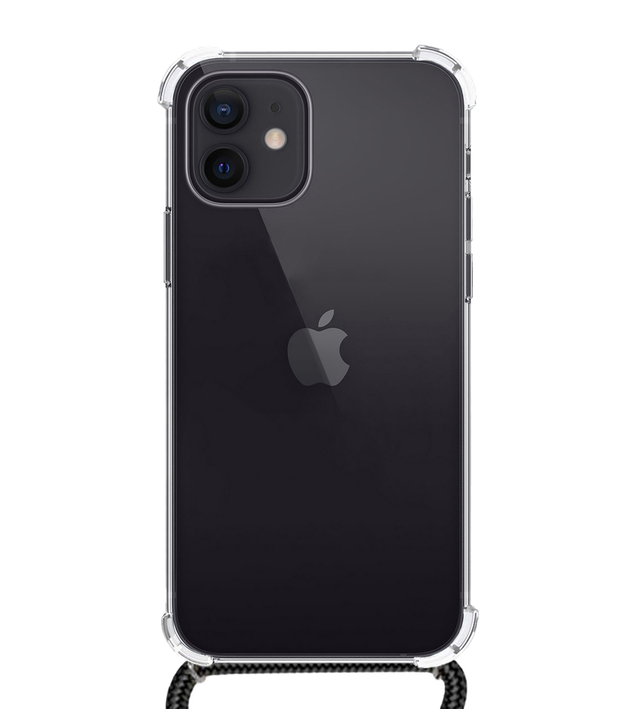 iPhone 12 Hoesje Koord Shock Proof Case - iPhone 12 Hoes Transparant Koord - iPhone 12 Hoes Met Koordje Cover - Transparant
