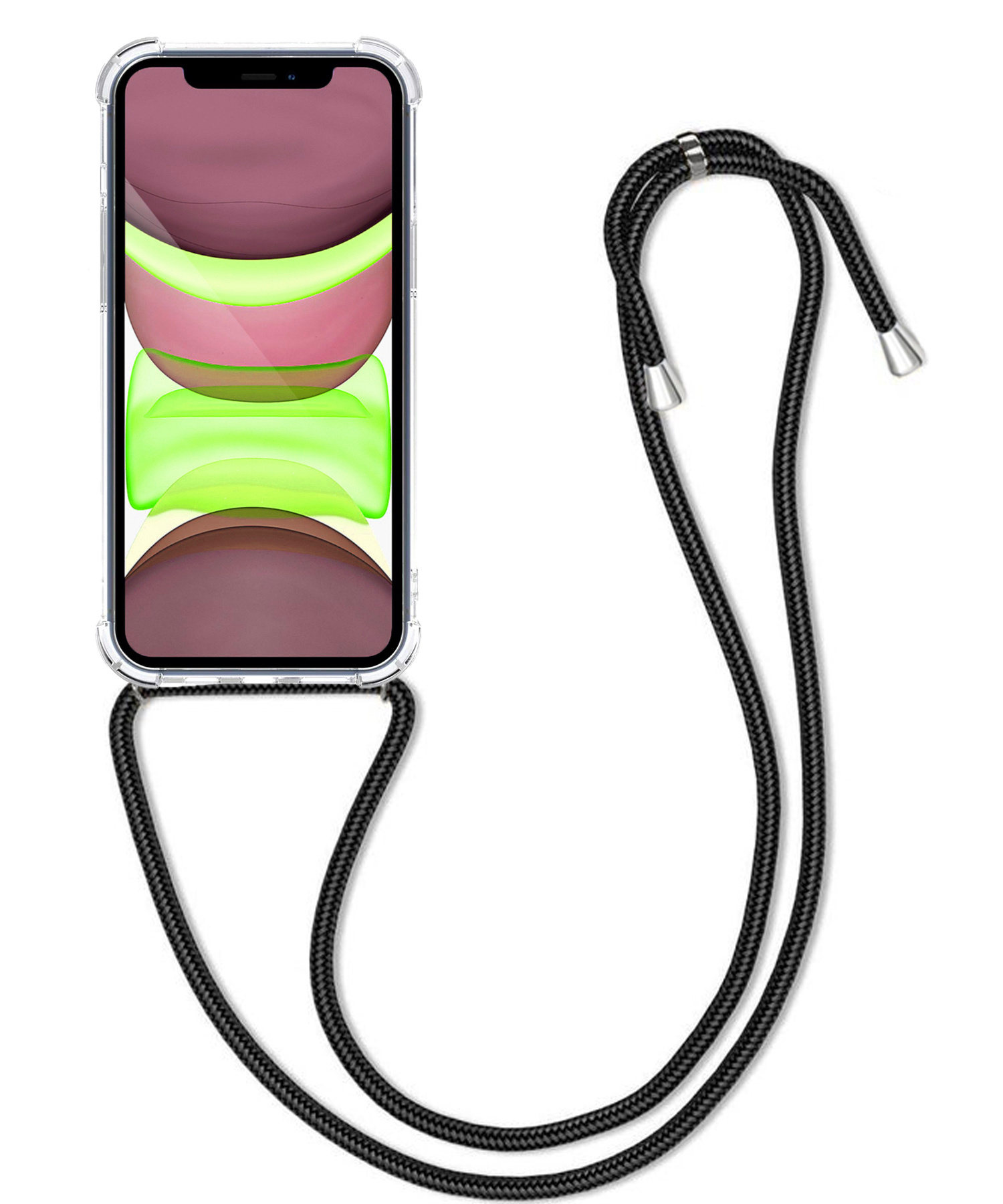 BASEY. Hoes Geschikt voor iPhone 11 Pro Max Hoesje Shock Proof Case Met Koord Shock Hoes Met Koord - Hoesje Geschikt voor iPhone 11 Pro Max Hoes Cover Met Koord - Transparant