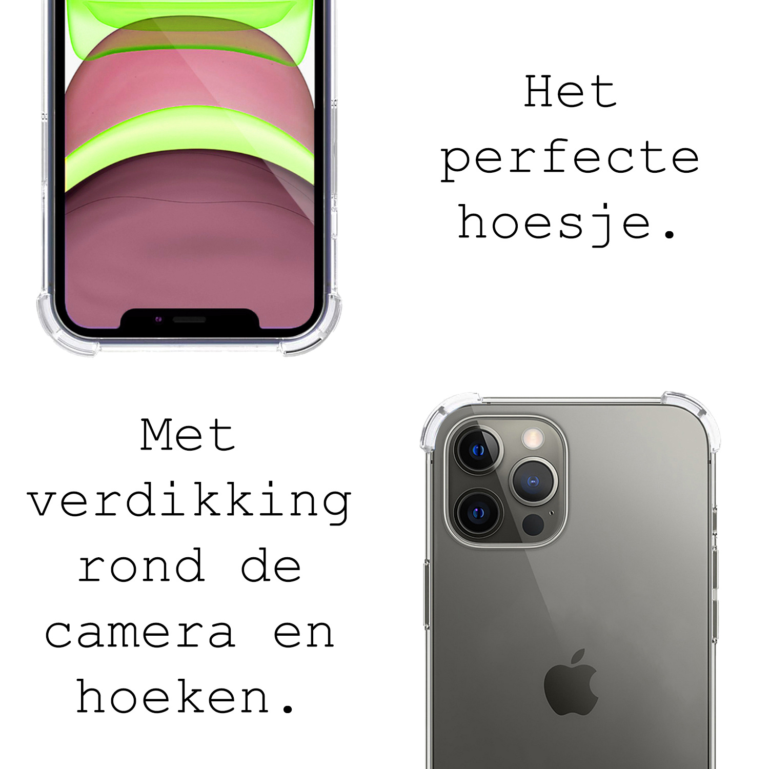 BASEY. Hoes Geschikt voor iPhone 11 Pro Max Hoesje Shock Proof Case Met Koord Shock Hoes Met Koord - Hoesje Geschikt voor iPhone 11 Pro Max Hoes Cover Met Koord - Transparant
