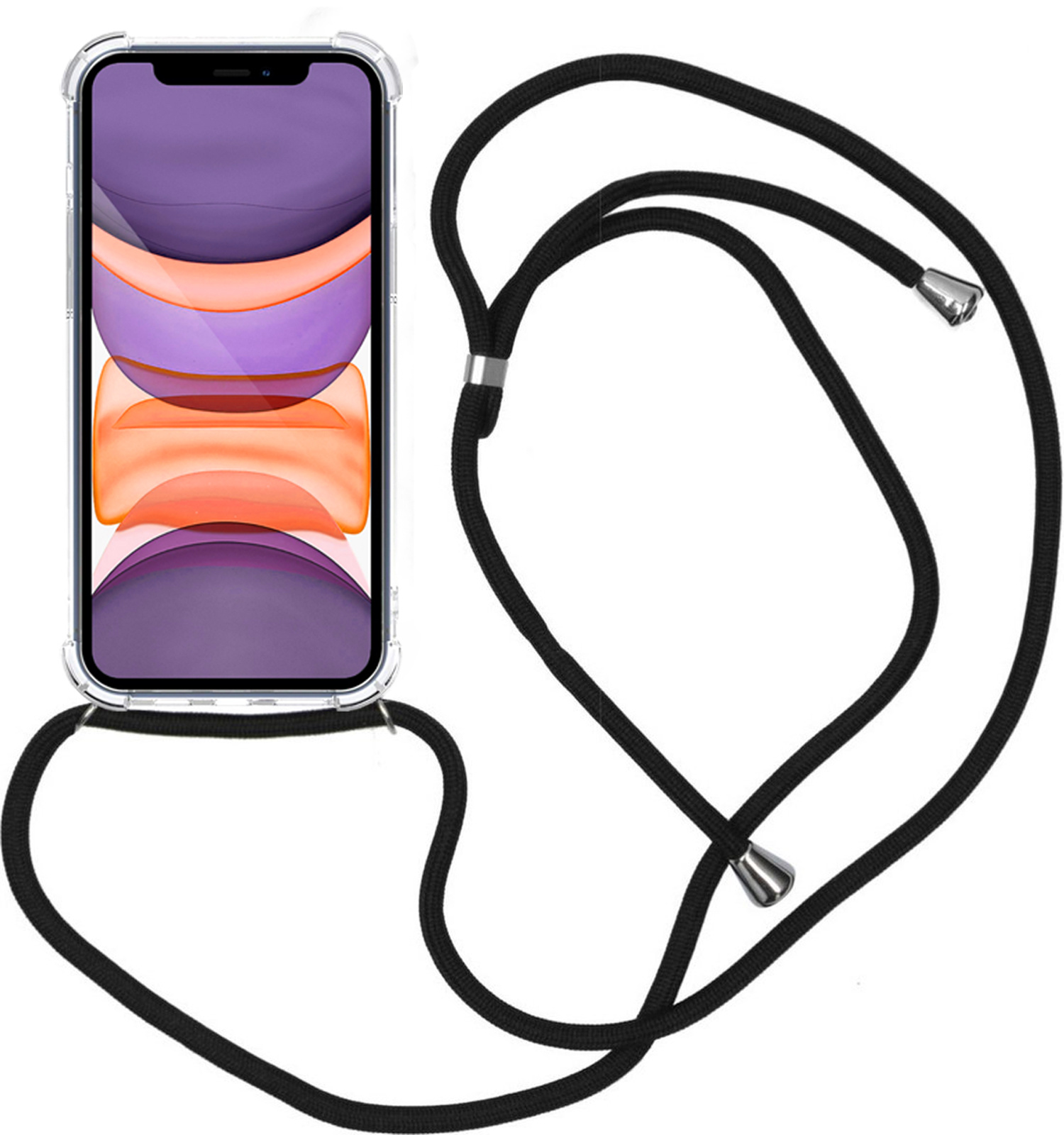 Nomfy Hoesje Geschikt voor iPhone 11 Pro Hoesje Shock Proof Transparant Met Telefoonketting Case Shock Koord - Hoesje Geschikt voor iPhone 11 Pro Shock Proof Case Met Koord - Transparant